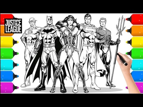 justice league coloring pages, drawing and painting | super heroes coloring pages