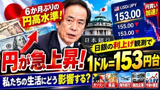 【緊急速報】円が急騰！1ドル＝153円台へ　約6か月ぶりの円高水準！日銀利上げ観測で何が起きる？