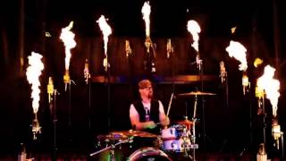 A Drum Set with Flamethrowers That Respond to Each Hit
