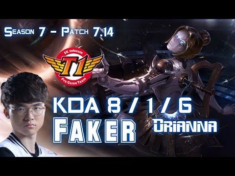 SKT T1 Faker ORIANNA vs LUCIAN Mid - Patch 7.14 KR Ranked