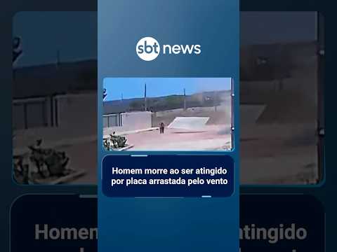 Homem morre ao ser atingido por placa arrastada pelo vento | #SBTNoticias