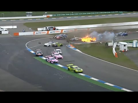 DTM multiple crashes at Hockenheim - Cars engine comes completely out!