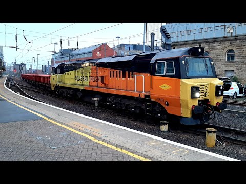 Colas Rail Class 70 stops at Newcastle Central for a Driver change.