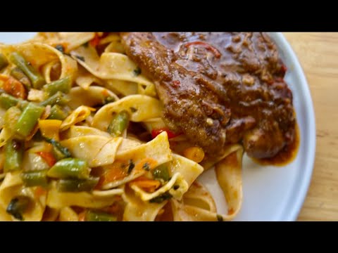 Skillet Pork Chops with Semolina Pasta and Veggies