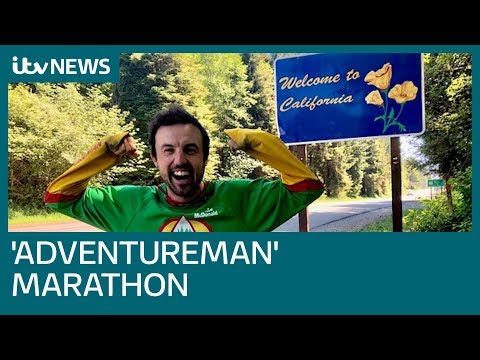 'Adventureman' completes 5,500 mile marathon | ITV News