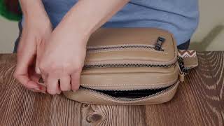 Практична жіноча сумка з накладною кишенею з натуральної шкіри Vintage 22638 бежева