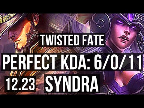 TWISTED FATE vs SYNDRA (MID) | 6/0/11, 1.9M mastery, 1400+ games, Dominating | KR Master | 12.23