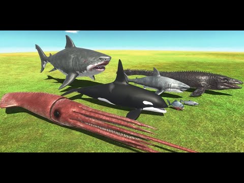 Kong Goro Primates vs Baby Shark Megalodon All Aquatics Creatures 1 - Animal Revolt Battle Simulator