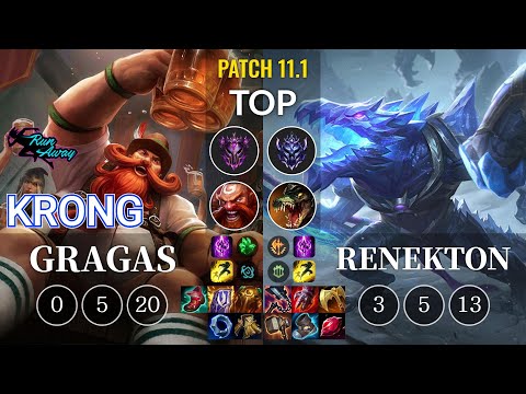 RNW KronG Gragas vs Renekton Top - KR Patch 11.1