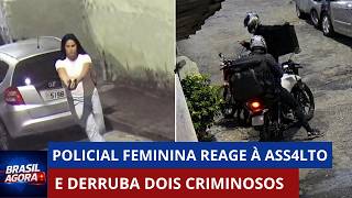 Policial reage a assalto e surpreende criminosos na rua.