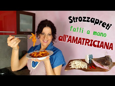 STROZZAPRETI all'AMATRICIANA. Pasta FATTA IN CASA e condimento godurioso! - pasta all'Amatriciana