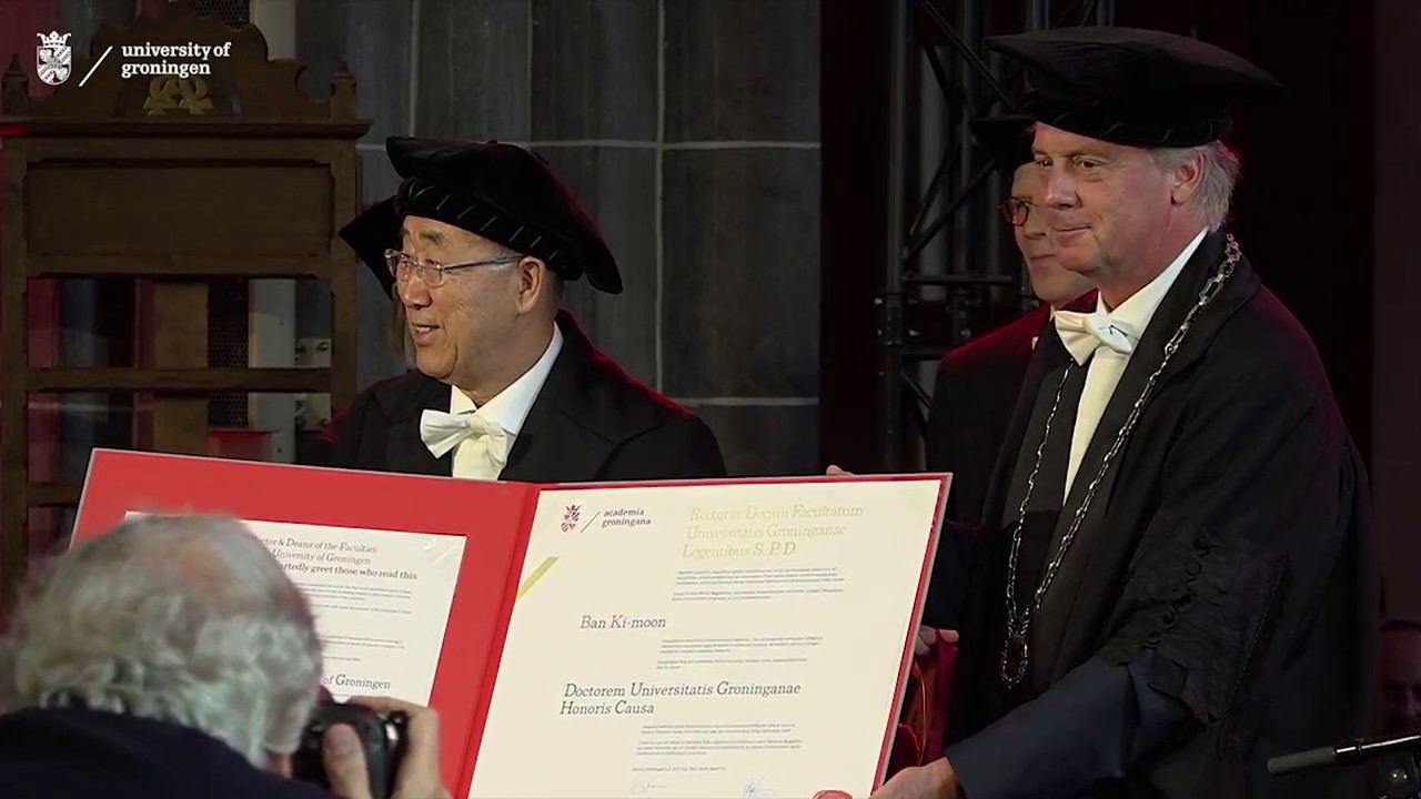 Summary of the ceremony where Ban Ki-moon was awarded a Honorary Doctorate