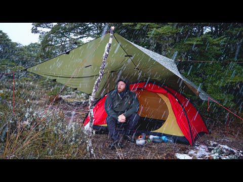 Camping in a Snow and Rain Storm