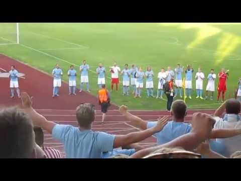 2014-07-22 MFF-fansen hyllar laget efter segern mot Ventspils 1-0