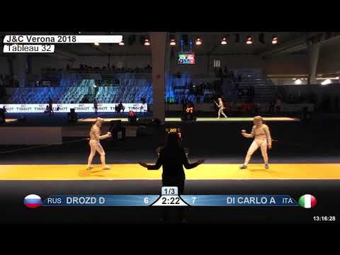FE T32 12 F S Cadet Individual Verona ITA World Championships YELLOW DI CARLO ITA vs DROZD RUS