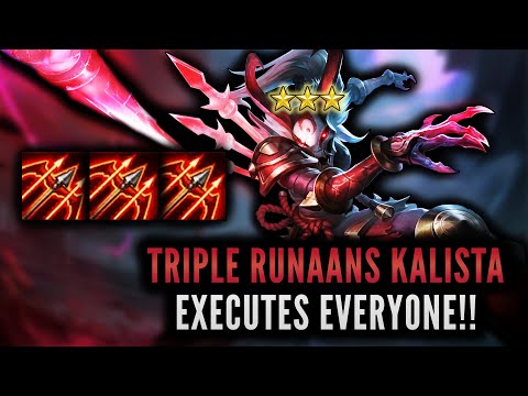 TRIPLE RUNAANS KALISTA RENDS EVERYTHING ⭐⭐⭐ CAPPED DUELIST BOARD - Teamfight Tactics Fates Set 4.5