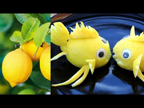 How To Make Lemon Fish Garnish - Fruits Plate Decoration !