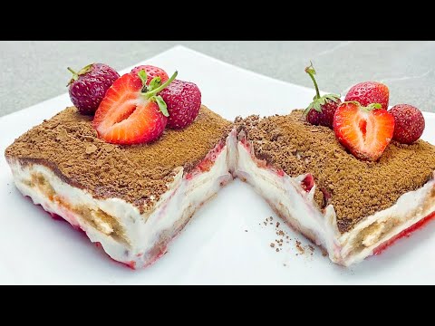 Tiramisu 🍓 strawberry! Fine dessert No baking! Cook for 5 minutes! #197