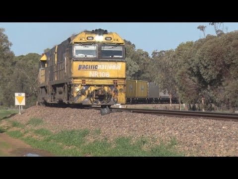 Loco NR108 and NR34 hauling freight through Redhill