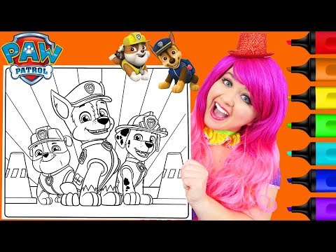 Coloring PAW Patrol Chase, Marshall, Rubble Coloring Page Prismacolor Markers | KiMMi THE CLOWN Video