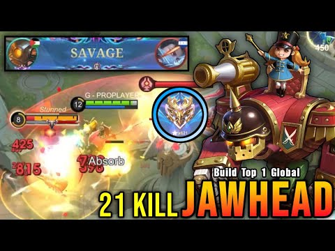 Jawhead SAVAGE!! Insane One Shot Damage Build!! - Build Top 1 Global Jawhead ~ MLBB