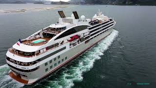 Le Soleal, a small cruise ship, arriving into Dunedin.