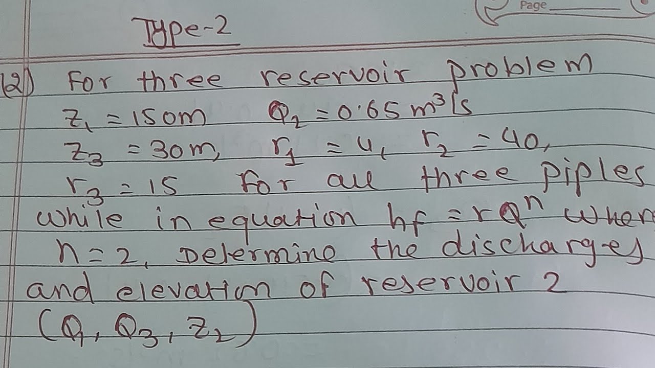 Three pipe reservoirs type 2 question #hydraulic #bce#tutorial