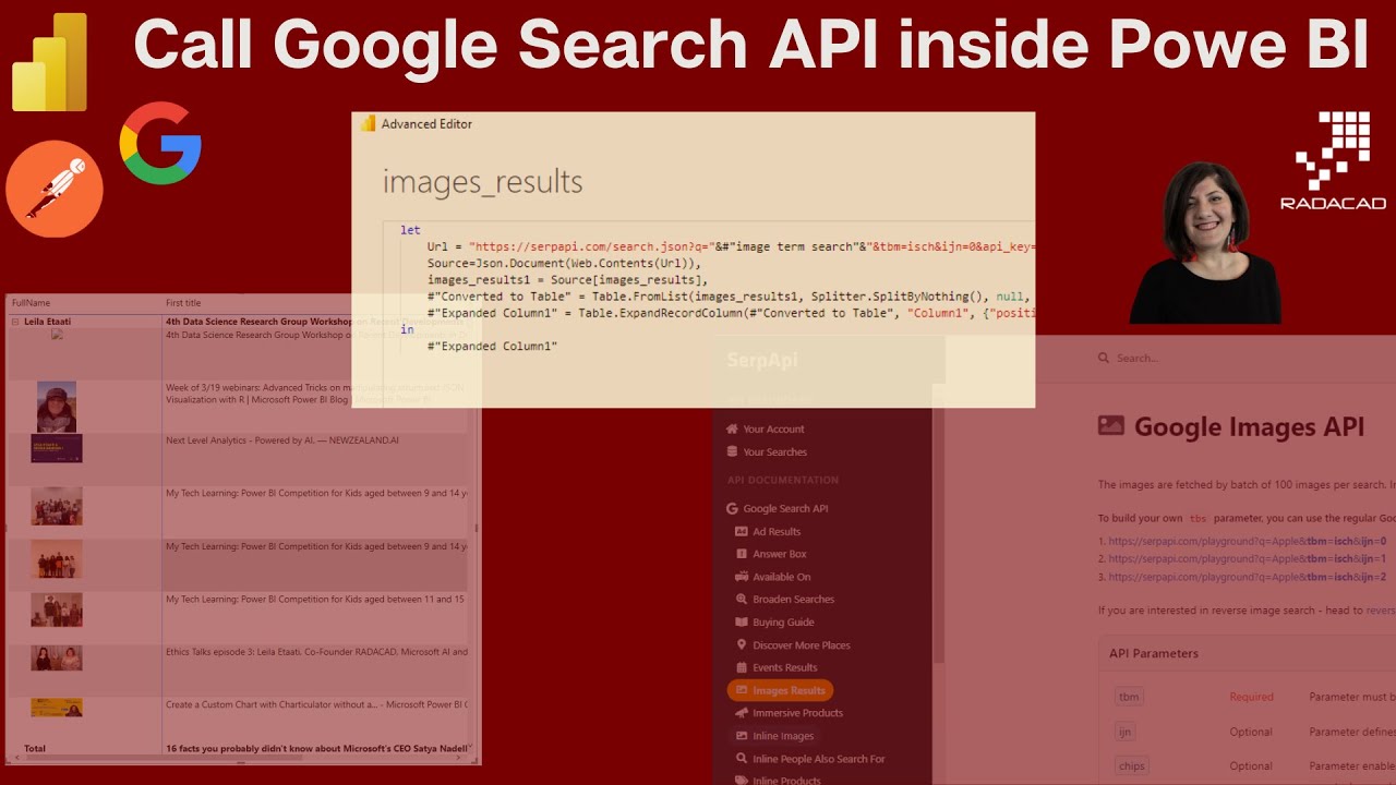 Call Google Search API inside Powe BI