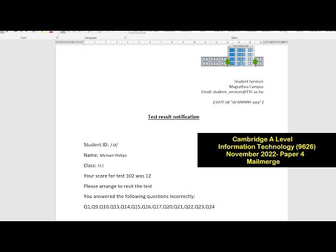 A Level IT 9626 November 2022 Paper 4 - Mail Merge