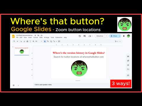 Google Slides zoom location in the main toolbar menu