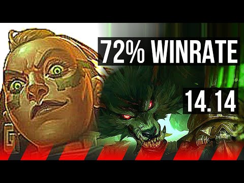 ILLAOI vs WARWICK (TOP) | 72% winrate, 7 solo kills | EUW Challenger | 14.14