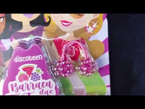 ESTOJO MORANGO KIT 2 ANÉIS 2 BUCHINHAS 2 BATONS DISCOTEEN