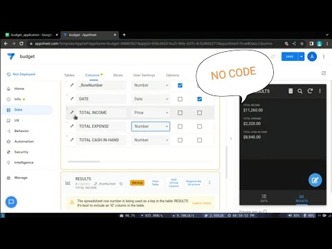 Budget Tracker Android app using google sheet | No code
