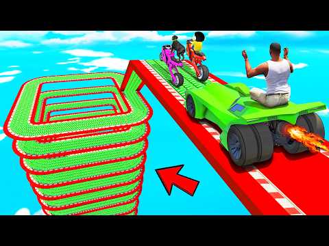 SHINCHAN AND FRANKLIN TRIED THE SQUARE SPIRAL SPEED BOOSTER MULTI LEVEL  PARKOUR CHALLENGE GTA 5