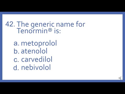 Top 200 Drugs Practice Test Question - The generic name for Tenormin is (PTCB NAPLEX NCLEX Test)