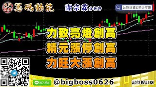 【大戶羅盤籌碼動能】 #謝宗霖0805，力致亮燈創高 精元漲停創高 力旺大漲創高 (圖)