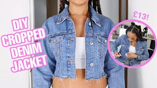 DIY CROPPED DISTRESSED DENIM JACKET | Upcycle Old Clothes From Basic to CUTE!