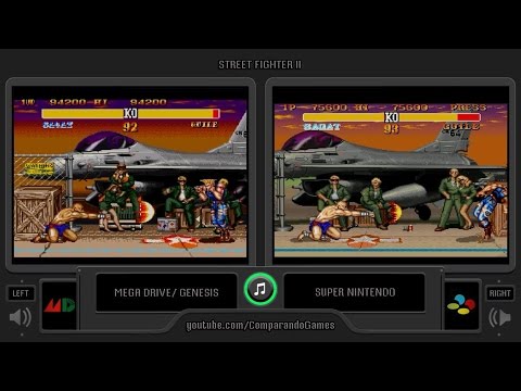 Street Fighter II Turbo (Sega Genesis vs SNES) Side by Side Comparison