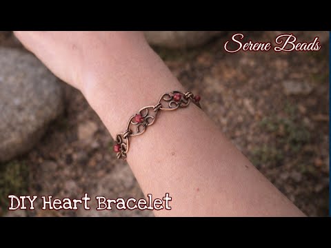 Heart link wire bracelet | Wire wrapped link chain bracelet