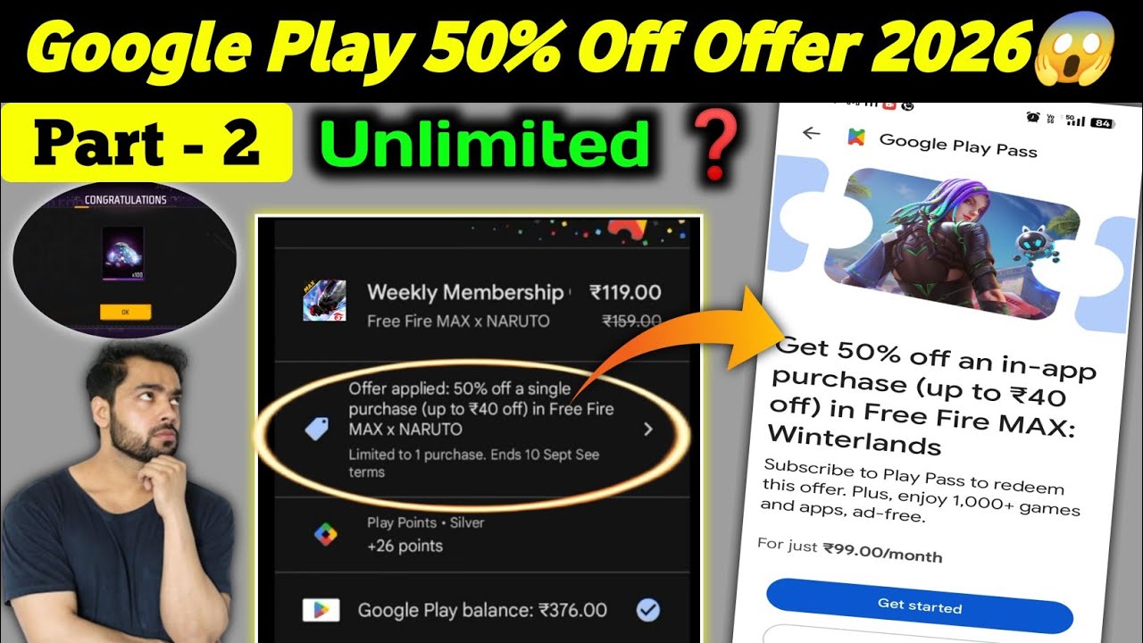 How Much Discount I Get After Purchasing Google Play Pass || FreeFire Top up With Discount 💎 Offer 