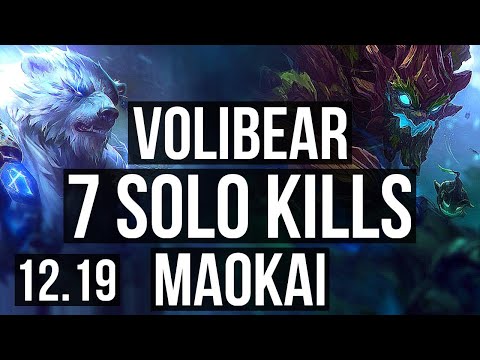 VOLIBEAR vs MAOKAI (TOP) | 71% winrate, 7 solo kills, Legendary, 12/2/7 | KR Master | 12.19