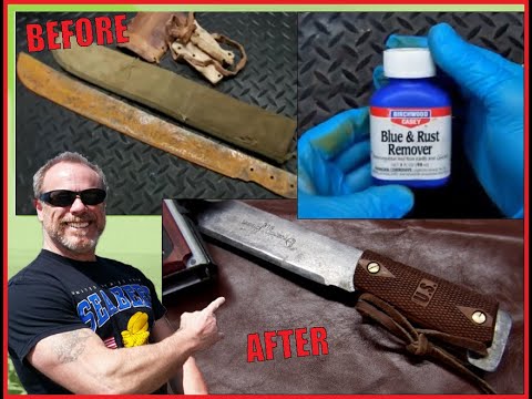 Birchwood Casey Rust and Blue Remover - Jungle Machete w/ 1911 Grips WW2 Knife