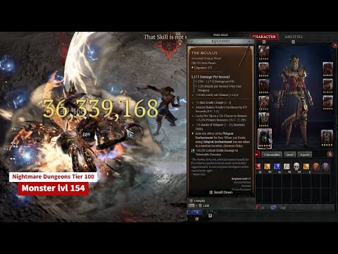 T100 - Build Info Oculus Chain Lightning Conjuration - Sorceress Diablo 4 Season Solo