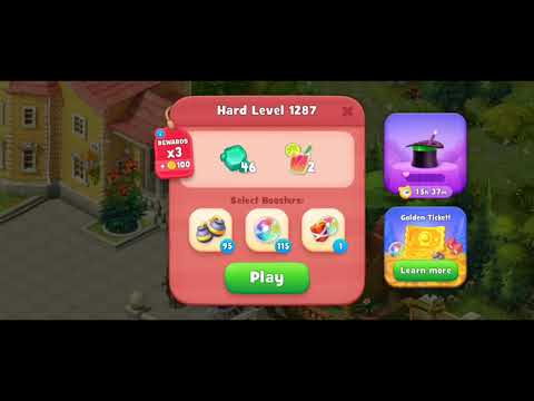 Gardenscapes Level 1287 Walkthrough "No Boosters Used"