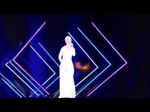 Guy jumps up on stage during UK’s Performance at the Eurovision 2018