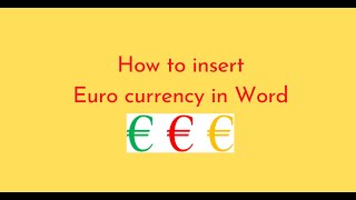 How to insert Euro currency in Word