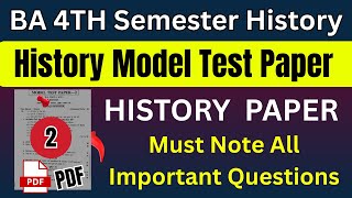 BA 4th Sem History Paper 2025 PUCHD | BA 4th Semester History 2025 paper puchd | Ba 4th sem history