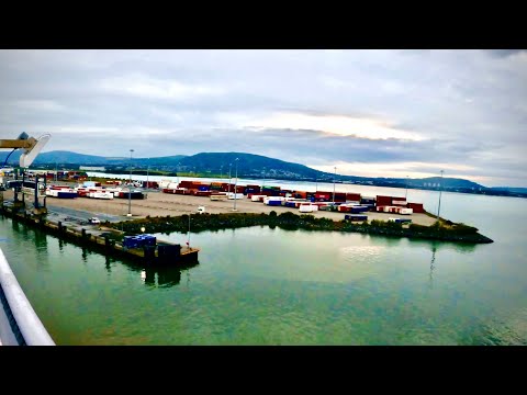 UK Video Stena Line Ferry From Cairnryan Scotland to Belfast Port Northern Ireland 4K
