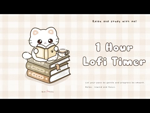 1 Hour - Relax & study with me Lofi | Bookish kitty #timer #1hour #1hourloop #lofi #relaxing #calm