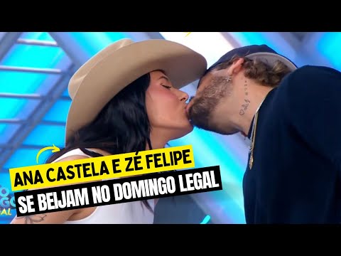 Ana Castela and Zé Felipe kiss on Domingo Legal and the audience goes wild!